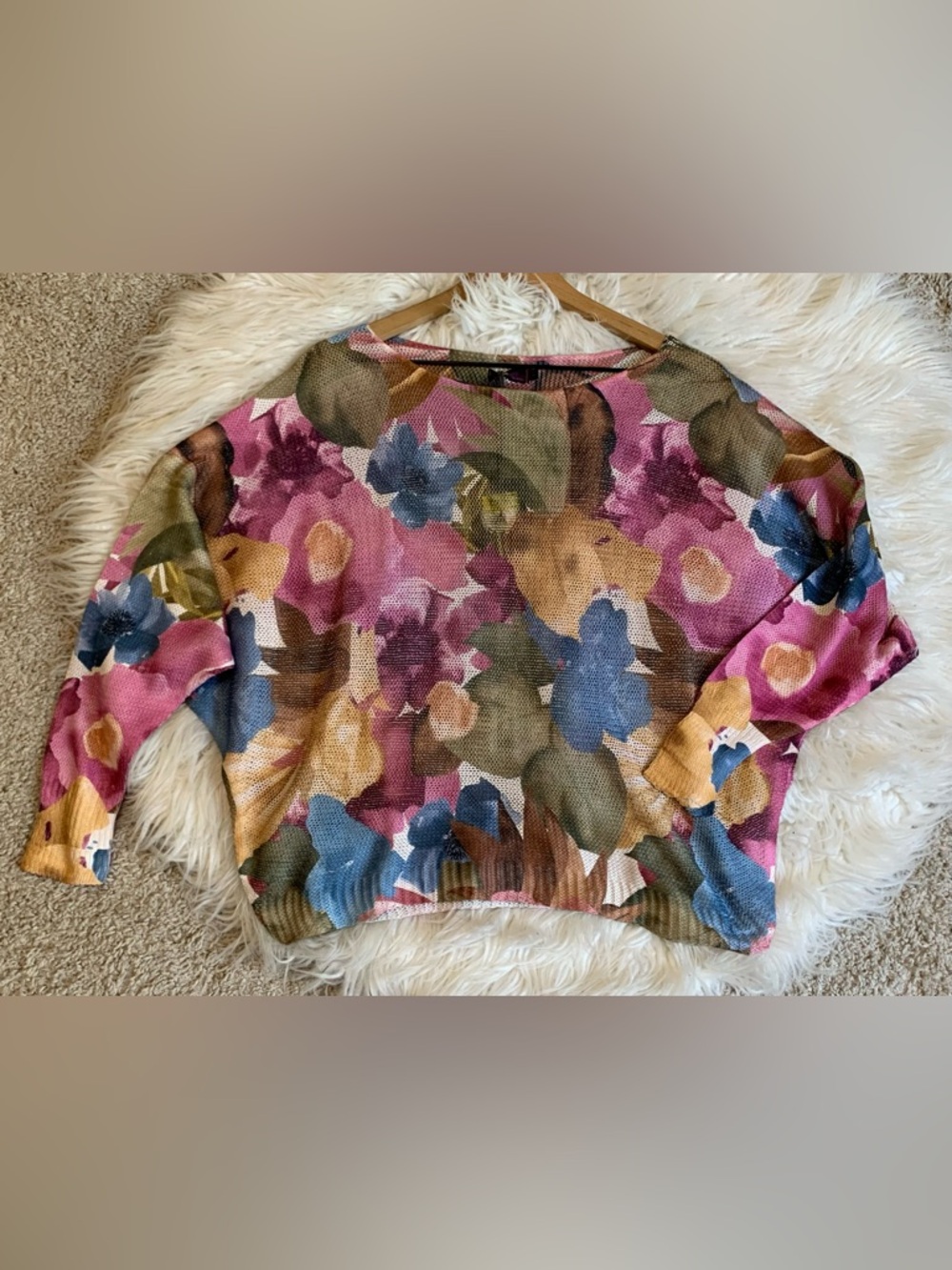 NWT Dillards M Made In Italy Knit Floral Top Multicolor Size Large